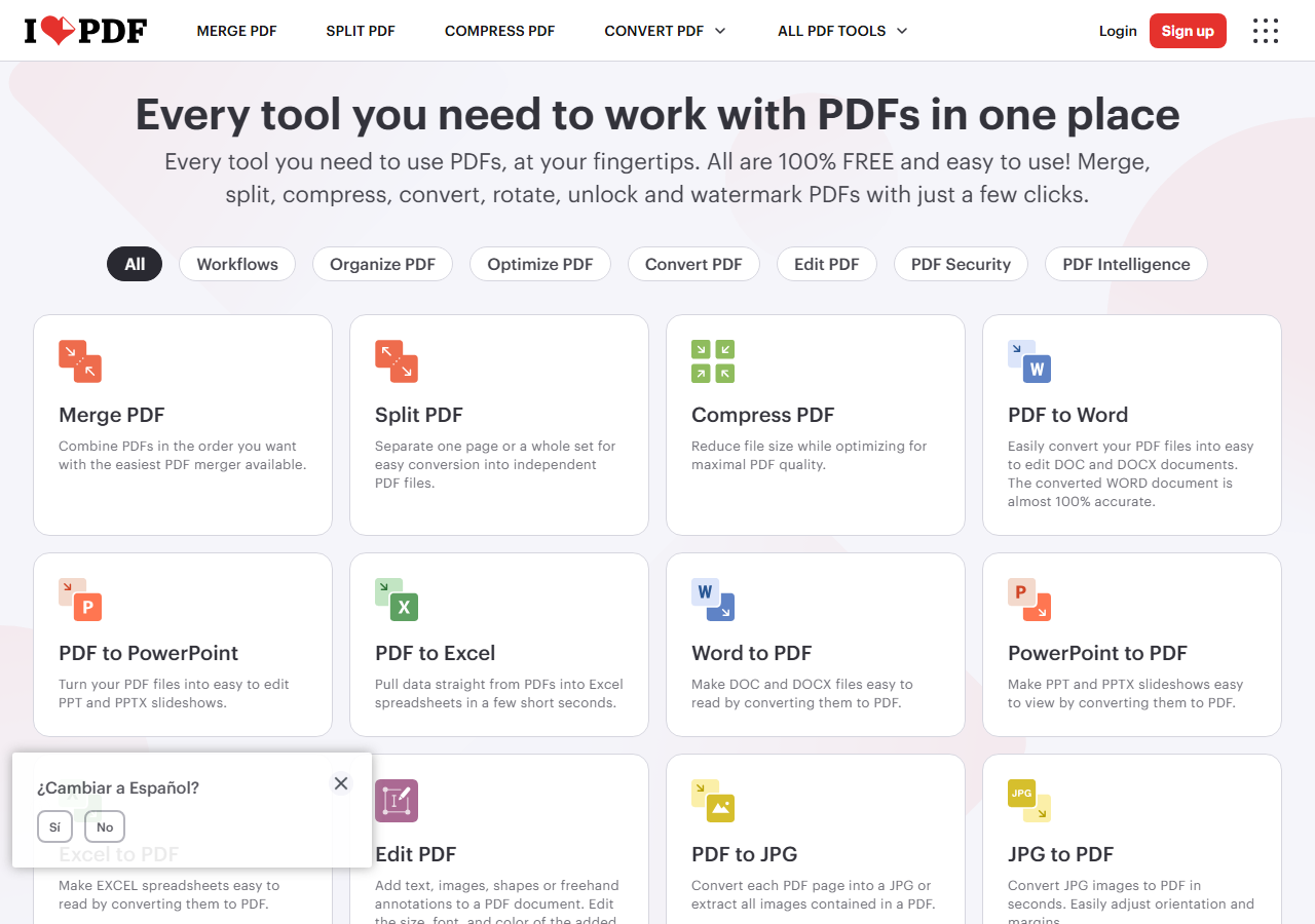 ILovePDF 화면
