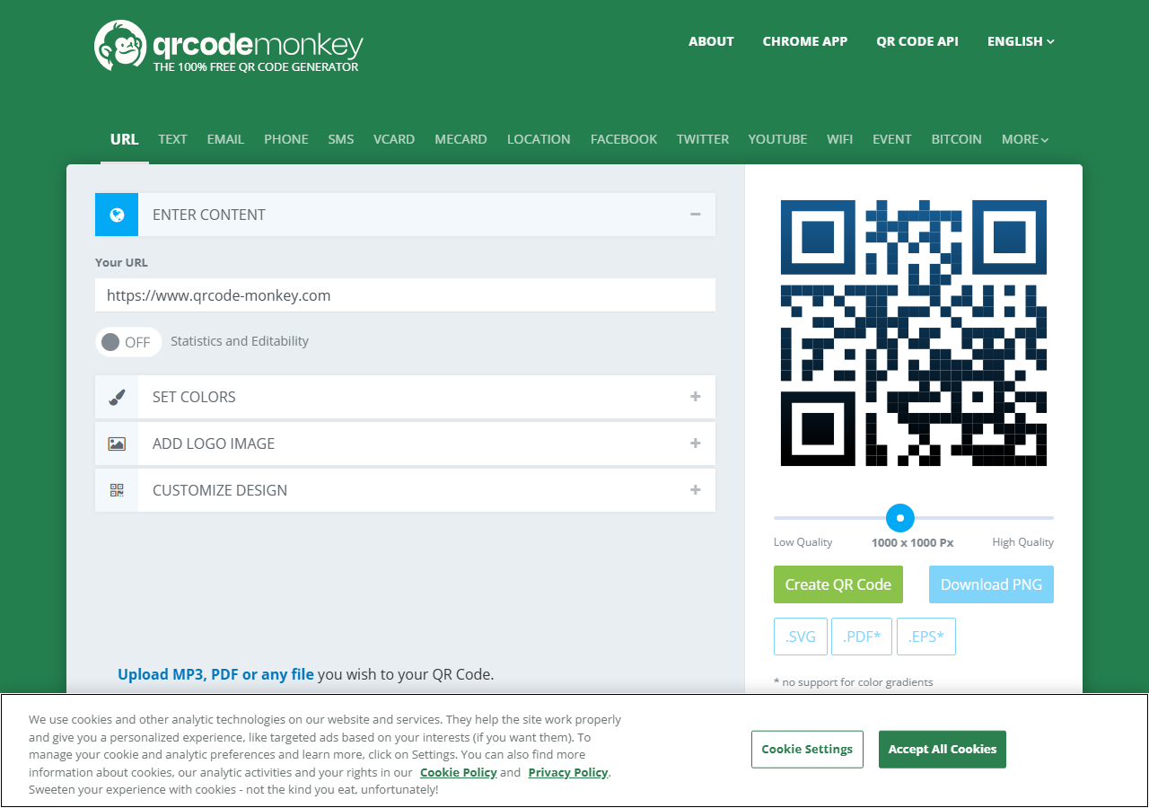QR Code Monkey 화면